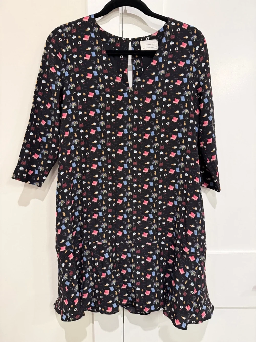 Sezane x Le Bon Marche Rive Gauche Silk Aimee Printed Shift Dress Size 36 US S